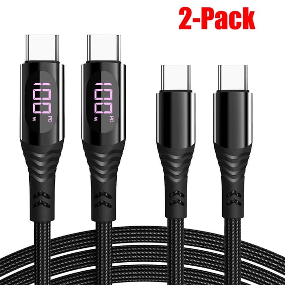 AICase 100W USB-C to USB-C Cable 100W Fast Charger Type-C Charging Data Cord LED Display Cable