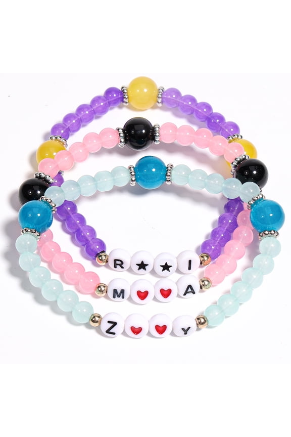 3Pcs Bracelets Set For K POP Merch Bracelets Inspired Bracelets Stackable Stretch Bracelets Jewelry Birthday Christmas for KPop Stuff Fans Cosplay Outfit Gifts Accessories