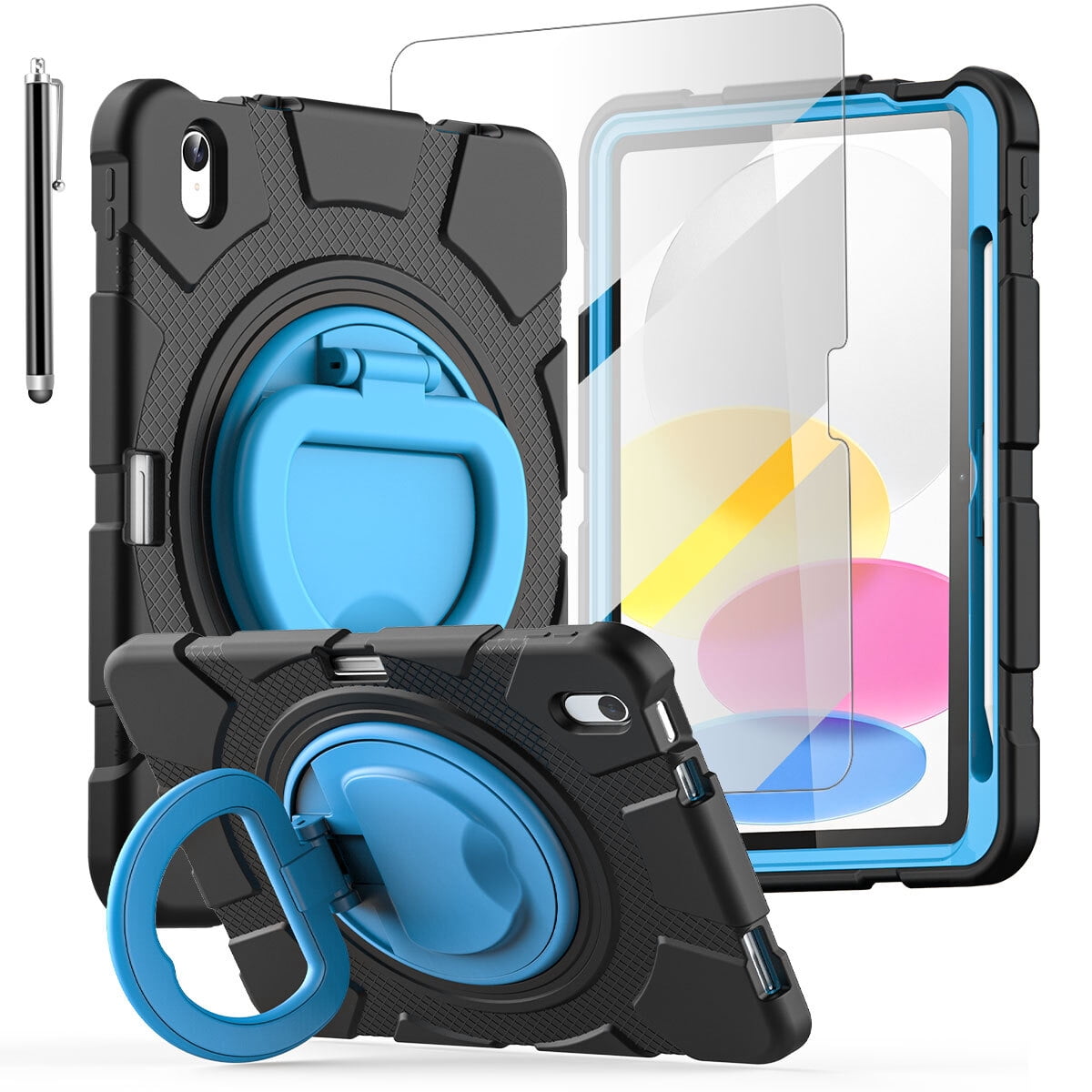 AICase For Apple iPad (A16) 11th Generation 11 Inch 2025 Case Shockproof Rugged Cover Heavy Duty 360 Rotating Protective Kickstand Cover Built-in Pencil Holder +Screen Protector