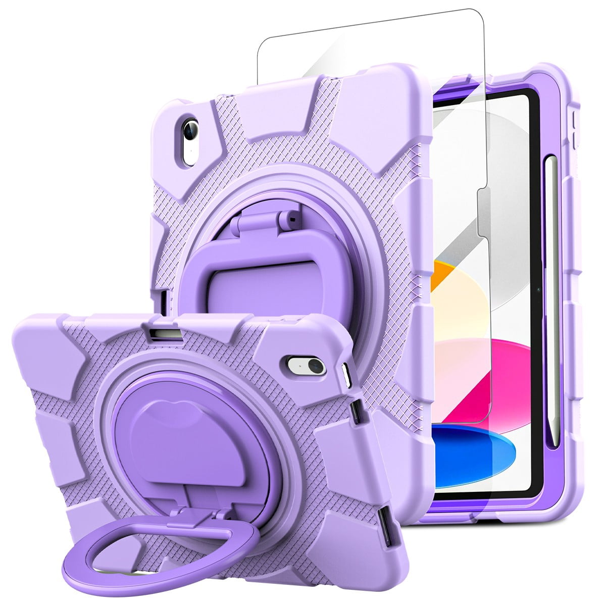 AICase For Apple iPad (A16) Case/iPad 11th Generation 11 Inch (2025) Shockproof Rugged Cover With 360 Rotating Stand Built-in Pencil Holder come with a Screen Protector
