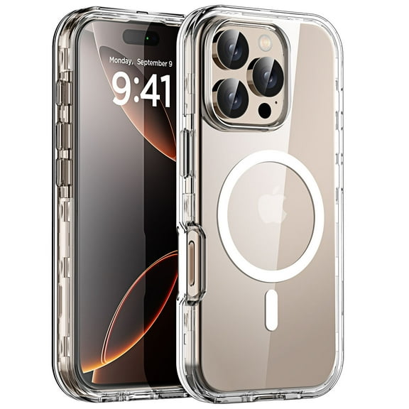 AICase Clear MagSafe Case for iiPhone 16 Pro Max Case Heavy Duty Drop Protection Full Body Rugged Shockproof/Dust Proof 3-Layer Military Protective Tough Durable Cover
