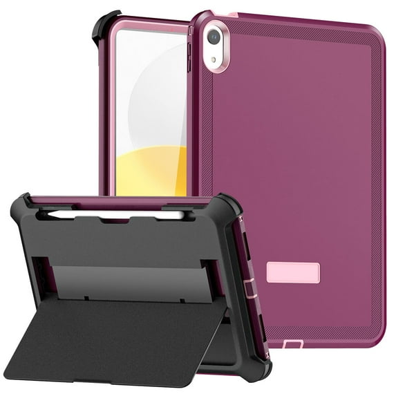 AICase For Apple iPad 10th Generation Case Shockproof Heavy Duty Rugged Cover Built-in Screen Protector,Purple/Pink