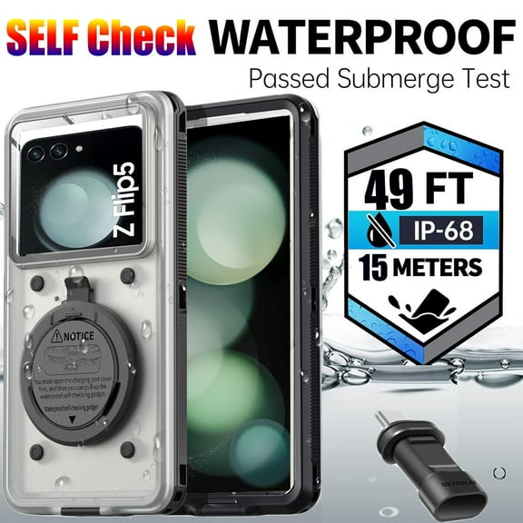 AICase For Samsung Galaxey Z Flip 5 4 3 2 waterproof Case Shockproof Cover Self-Check Waterproof Phone Case Universal