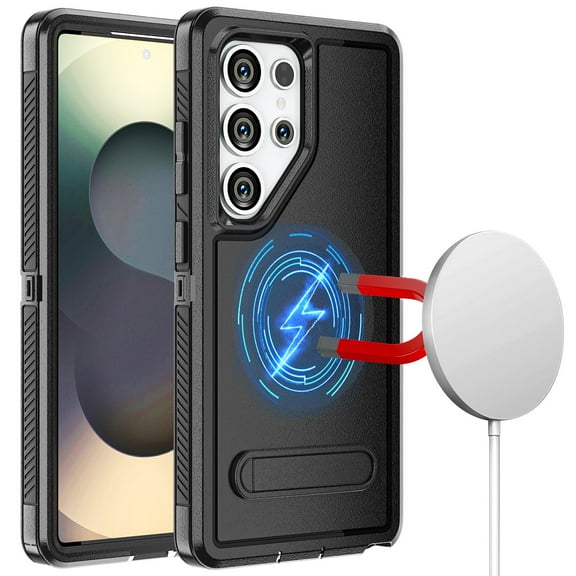 AICase For Samsung Galaxy S25 Ultra Case For Galaxy S25+Plus Case For Galaxy S25 Case Magsafe Phone Stand Cover Shockproof Rugged