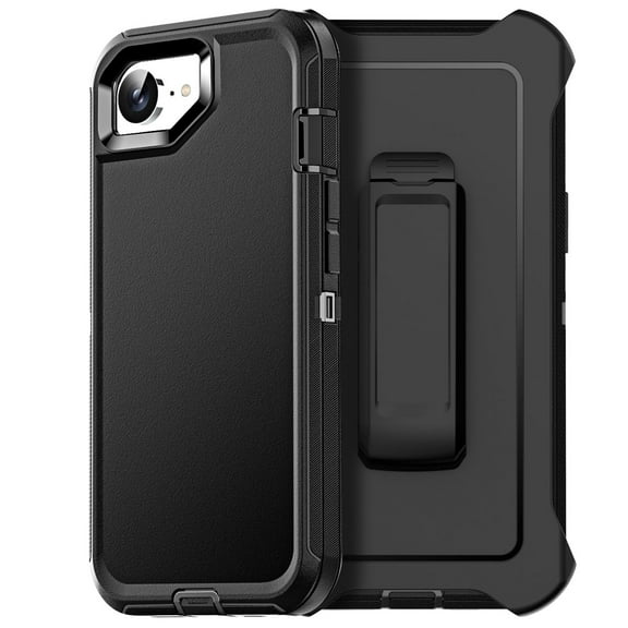 AICase For iPhone 16e Heavy Duty Drop Protection with Rugged Belt-Clip Holster Military Grade Shockproof Durable Protective Cell Phone Cover (Black)