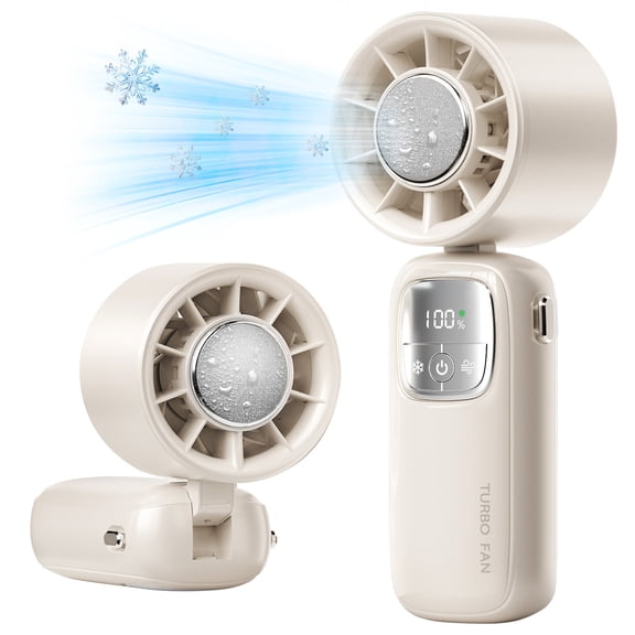 AICase Handheld Portable Turbo Fan with Cold Compress High-Speed Hand Held 5-Speed Fans Handheld Turbo Fan 4000mAh Portable Personal Fan, 100 Speeds Adjustable for Travel/Sport/Camping