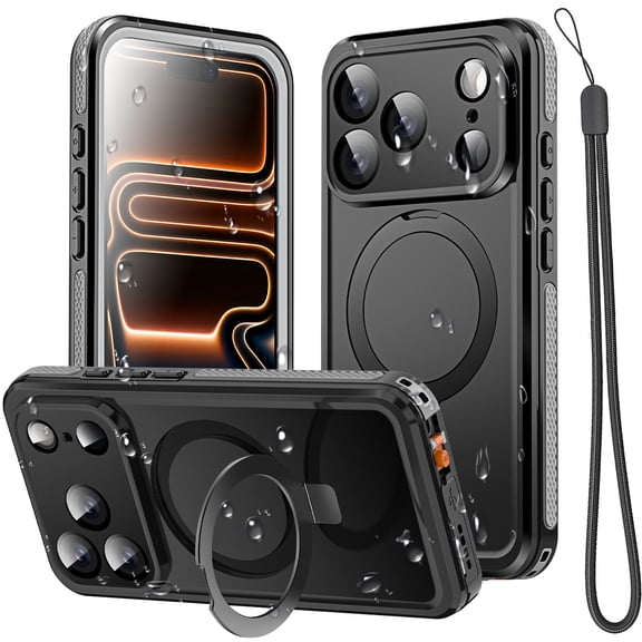 AICase Magnetic for iPhone 17 Pro Max Case Waterproof Ring Invisible Stand Shockproof Protective Phone Case 6.9''