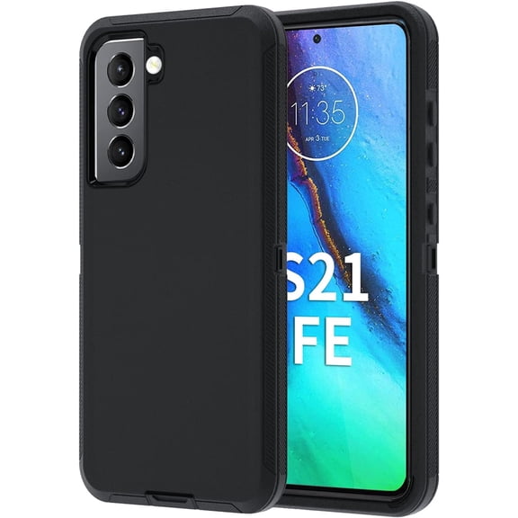 AICase Rugged Shockproof Cell Phone Case for Samsung Galaxy S21 FE 5G, Black