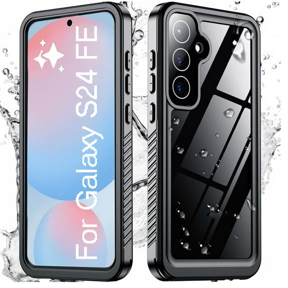 AICase for Samsung Galaxy S24 FE Case Waterproof, IP68 Underwater, Full Heavy Duty Protection, Built-in Screen&Camera Protector, Military Shockproof Dropproof Rugged Phone Case for S24FE 6.7", Black