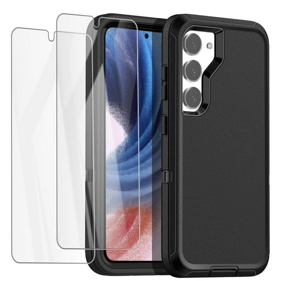 AICase Shockproof Cell Phone Case with 2 Screen Protector for Samsung Galaxy S23, Black