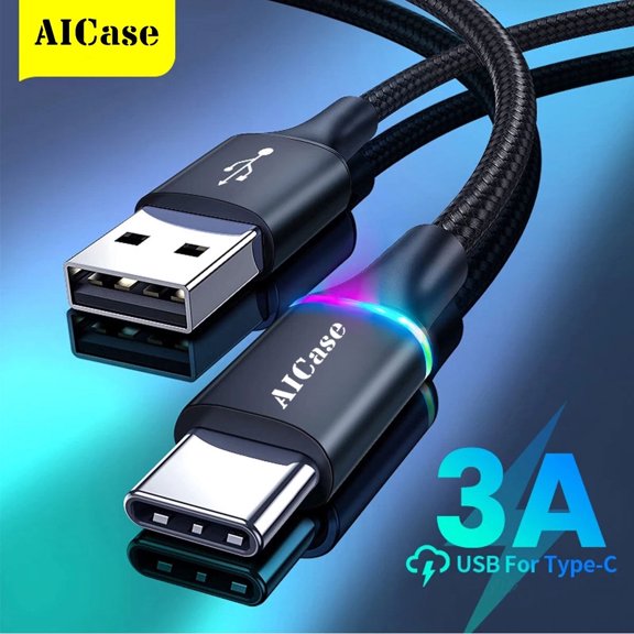 AICase USB A to Type C Charger Cable 3A Fast Charging Lead Data Cord for Samsung S26 S25 S24/S23+/For iPhone 17 16 15 Pro Max