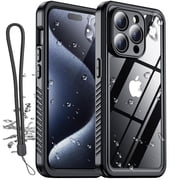 AICase for iPhone 15 Pro Max 6.7 inch Waterproof Dustproof Shockproof Case Screen Protector Undrwater Cover,Black