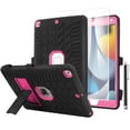 thumbnail image 1 of AICase For iPad 9th Generation/iPad 8th Generation/iPad 7th Generation (10.2 Inch, 2021/2020/2019 Model), Slim Heavy Duty Shockproof Rugged Protective Case (Black/Rose Red), 1 of 15