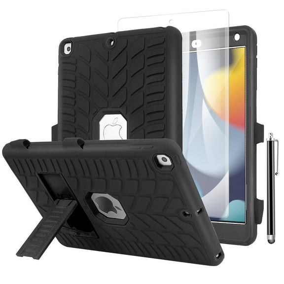 AICase For iPad 9th Generation/iPad 8th Generation/iPad 7th Generation (10.2 Inch, 2021/2020/2019 Model), Slim Heavy Duty Shockproof Rugged Protective Case (Black)