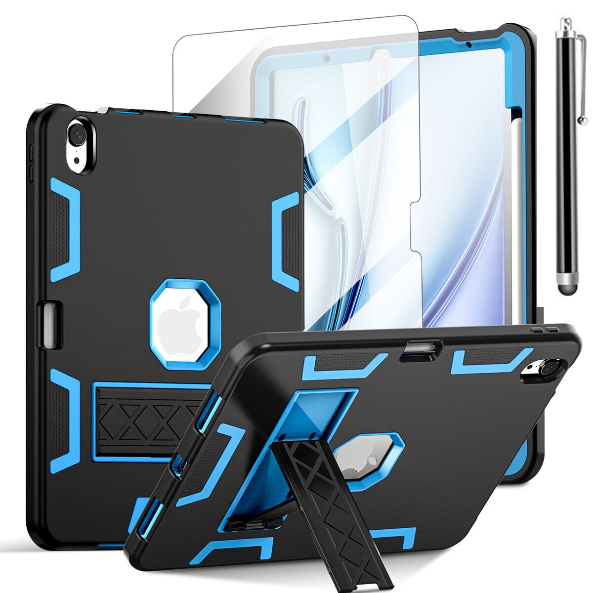 AICase For iPad Air 11-inch M2 (2024), iPad Air 5th 4th Generation 10.9 inch 2022 2020 Case with Pencil Holder,Heavy Duty Shockproof Stand Cover Screen Protector