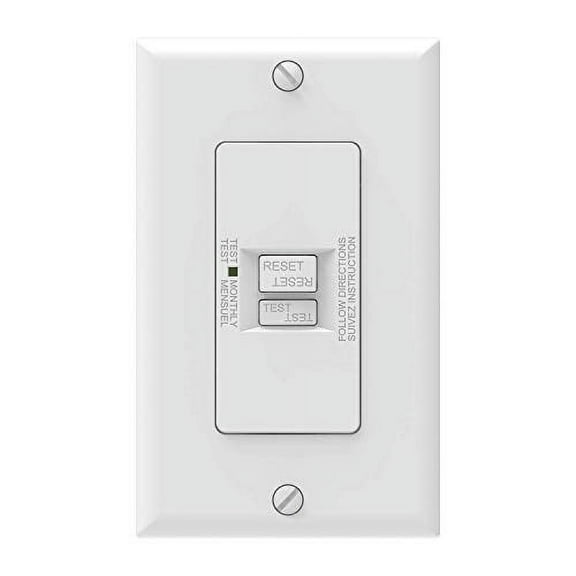 AIDA Self-Test 20 Amp Blank Face GFCI Indoor Receptacle Ground Fault Circuit Interrupter Faceless GFCI with LED Indicator,UL Listed,Back &Side Wire, White, 010091