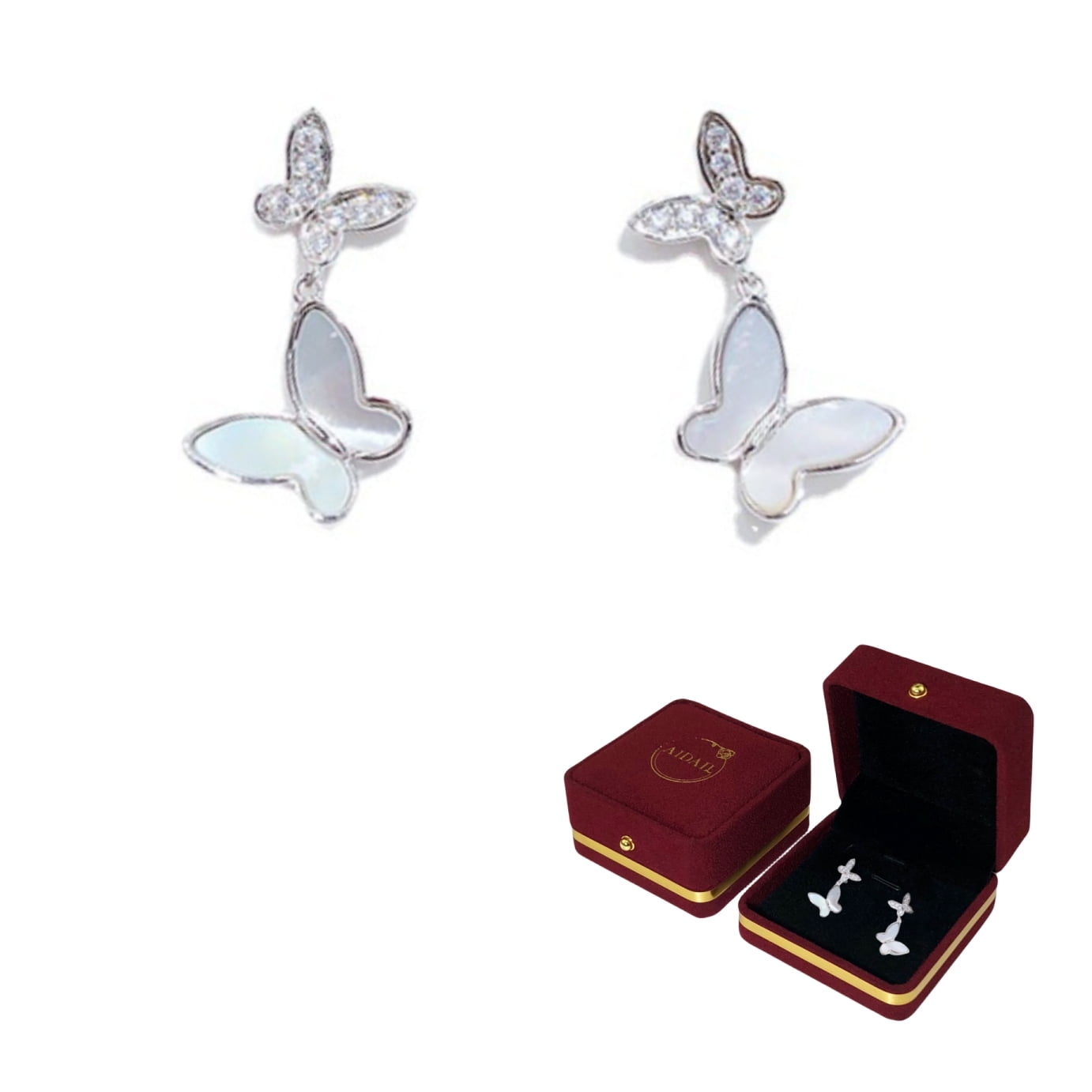 925 Sterling Silver Birthstone Butterfly Jewelry Set – Necklace, Earrings, Ring & Bracelet