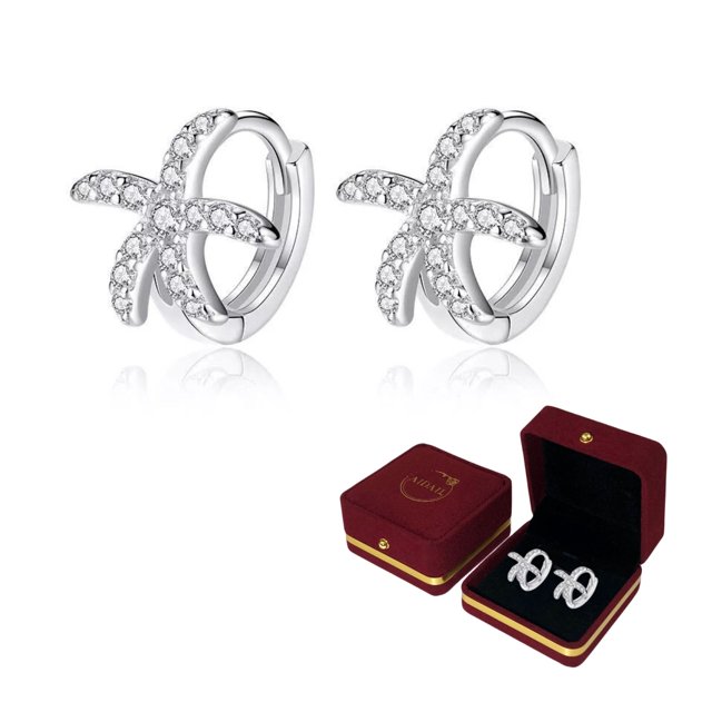 AIDAIL Starfish Hoop Earrings for Women Girls 925 Silver Plated Cubic