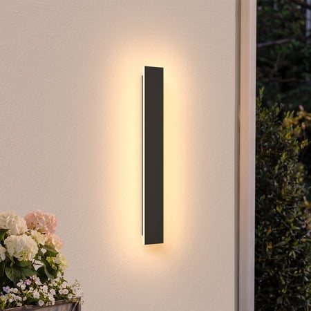 AIDAPLAY Modern Black Long Wall Light, IP65 Waterproof LED, 3000K Warm Light, Metal Acrylic Material, Suitable for Gardens, Living Rooms, 23.6 inch
