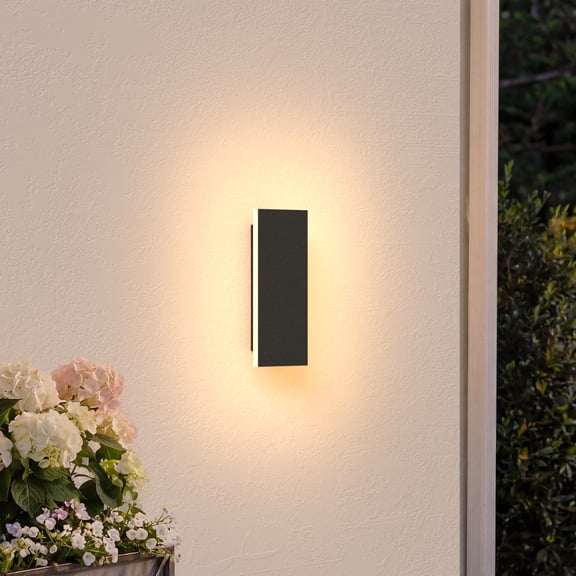 AIDAPLAY Modern Black Long Wall Light IP65 Waterproof LED Exterior Sconce 3000K Warm Light Metal Acrylic Fixture for Garden, Living Room, 7.9 inch