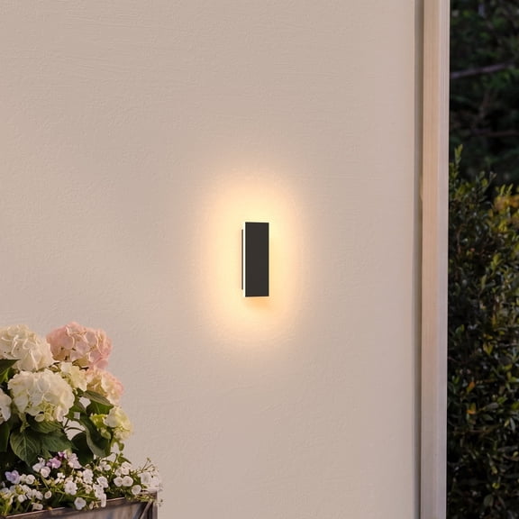 AIDAPLAY Modern Black Long Wall Light IP65 Waterproof LED Exterior Sconce 3000K Warm Light Metal Acrylic Fixture for Garden, Living Room, 7.9 inch