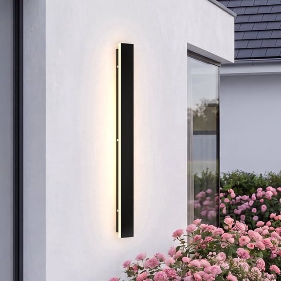 AIDAPLAY Outdoor LED Wall Sconce, Waterproof Black Rectangular Light, 3000K Warm White, IP65 Waterproof, for Garden Patio and Indoor, 23.62 inch