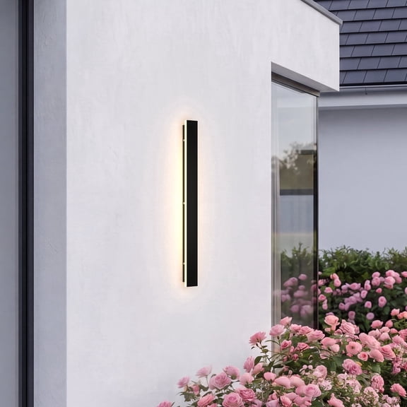 AIDAPLAY Outdoor LED Wall Sconce, Waterproof Black Rectangular Light, 3000K Warm White, IP65 Waterproof, for Garden Patio and Indoor, 23.62 inch