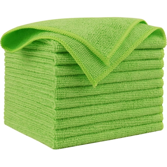 AIDEA Microfiber Cleaning Cloth, 10PK, Microfiber Towels for Cars, Premium All Purpose Car Cloths, Dusting Cloth Cleaning Rags, Absorbent Towels for SUVs, House, Kitchen, Window, 12"×12", Green