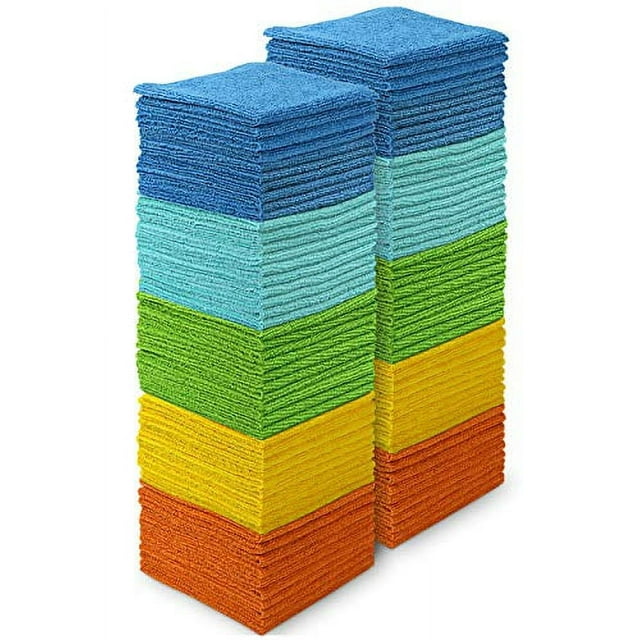 AIDEA Microfiber Cleaning Cloths100PK, Softer and More Absorbent, Lint