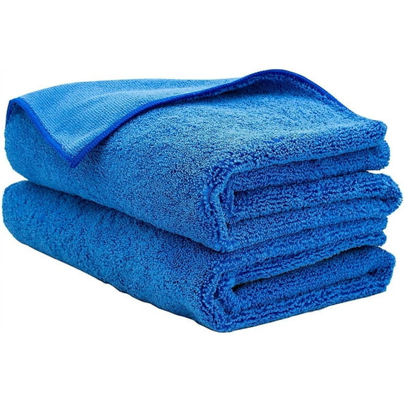 AIDEA Microfiber Drying Towel-2PK, Cleaning Cloths, Scratch-Free, Strong Water Absorption Drying Towel for Cars, SUVs, RVs, Trucks, and Boats Gifts(Blue 24 in. x 31 in.)