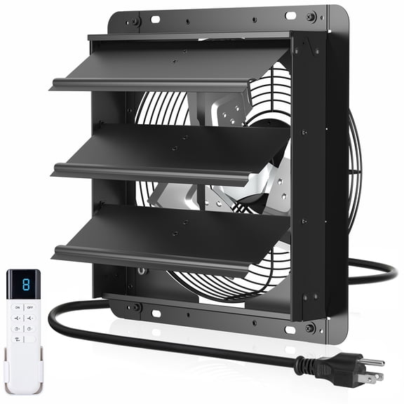 AIDEL 12 Inch All-Metal Shutter Exhaust Fan with Remote Control, 8 Speed DC Motor Wall Mount Ventilation Fan with Timer for Garage, Attic, Greenhouse and Shed