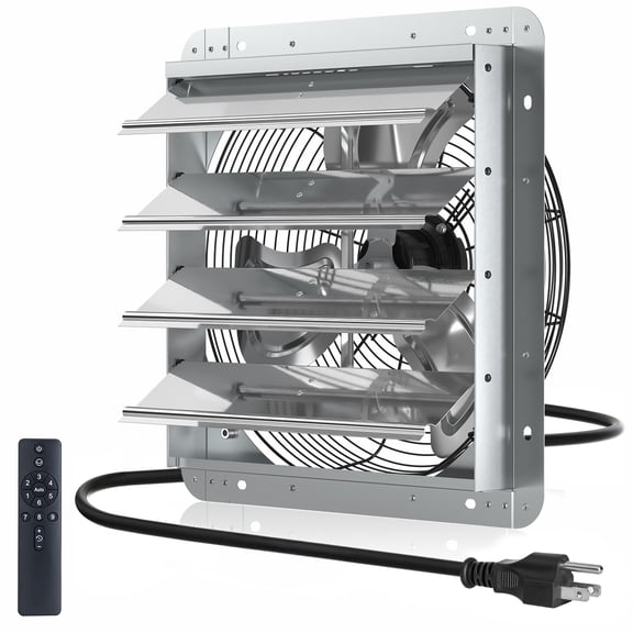 AIDEL 16 Inch Shutter Exhaust Fan with Remote Control, 9-Speed DC Motor Wall Mount Ventilation Fan with Timer, Quiet Energy Saving Air Vent Fan for Garage, Attic, Greenhouse & Chicken Coop