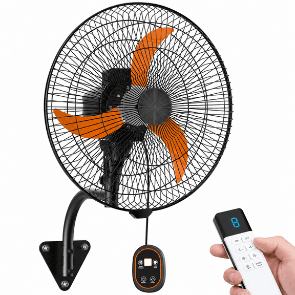 AIDEL 20 Inch Industrial Wall Mount Fan with Remote Control, 5000 CFM High Velocity Oscillating Wall Mounted Fan, DC Motor Commercial Shop Fan for Garage, Workshop, Gym, Patio, Indoor/Outdoor