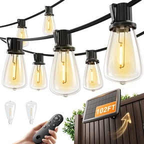 AIDEL ST38 Dimmable Solar Outdoor Lights, 96FT Weatherproof String Lights with Remote Control & Timer