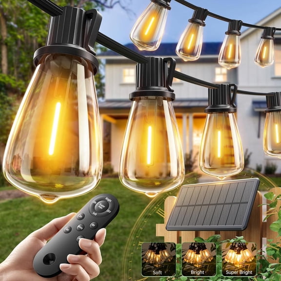 AIDEL ST38 Dimmable Solar Outdoor Lights, 96FT Weatherproof String Lights with Remote Control & Timer