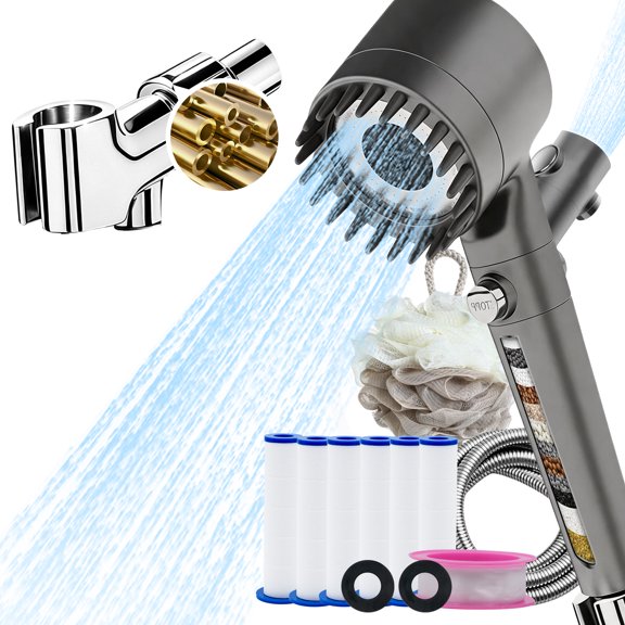 AIDMAPS Filtered Shower Head, High Pressure Handheld Showerhead with 3 Spray Modes, Jet Spray, Pause Button and Scalp Massager