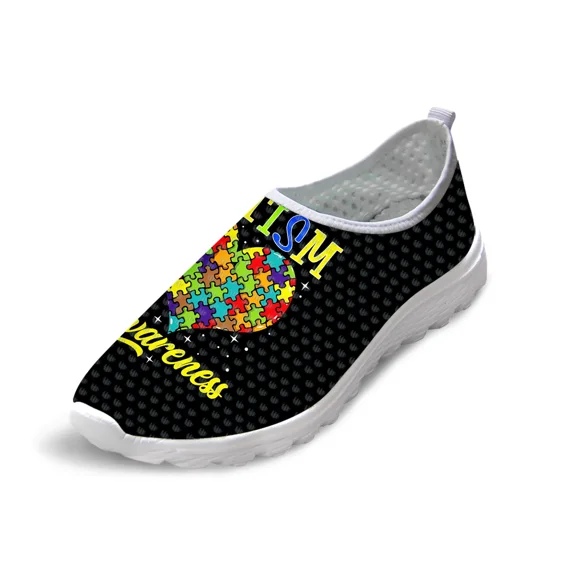 AIDS Days Flat Female Shoes Women Autism Awareness Printed Women's Sneakers Breathable Mesh Flats Teens Girls Low Top Shoes