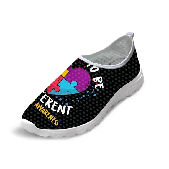 AIDS Days Flat Female Shoes Women Autism Awareness Printed Women's Sneakers Breathable Mesh Flats Teens Girls Low Top Shoes
