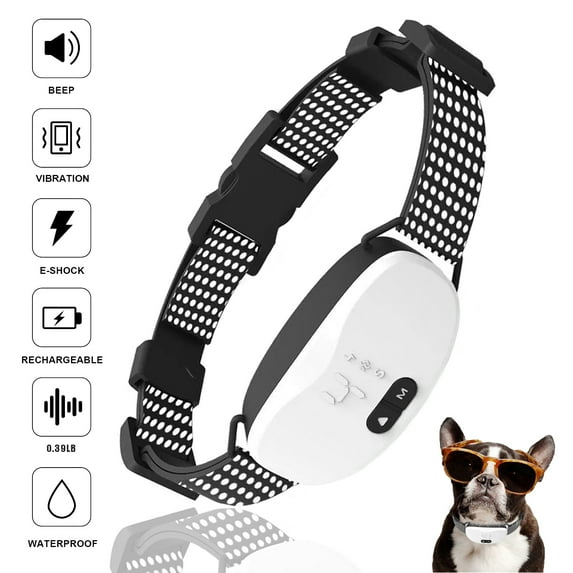 AIDUCHO Bark Collar for Dogs,7 Adjustable Sensitivity and Intensity Beep Vibration for Small Medium Large Dogs, Bark Collar for Dogs in Humane Effective Training Methods (White)