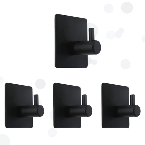 AIDUCHO Heavy Duty Adhesive Hooks, 4 Pcs Wall Adhesive Hooks, Stainless Steel Hooks for Home, Bathroom, Kitchen, Office, Living Room(Black)
