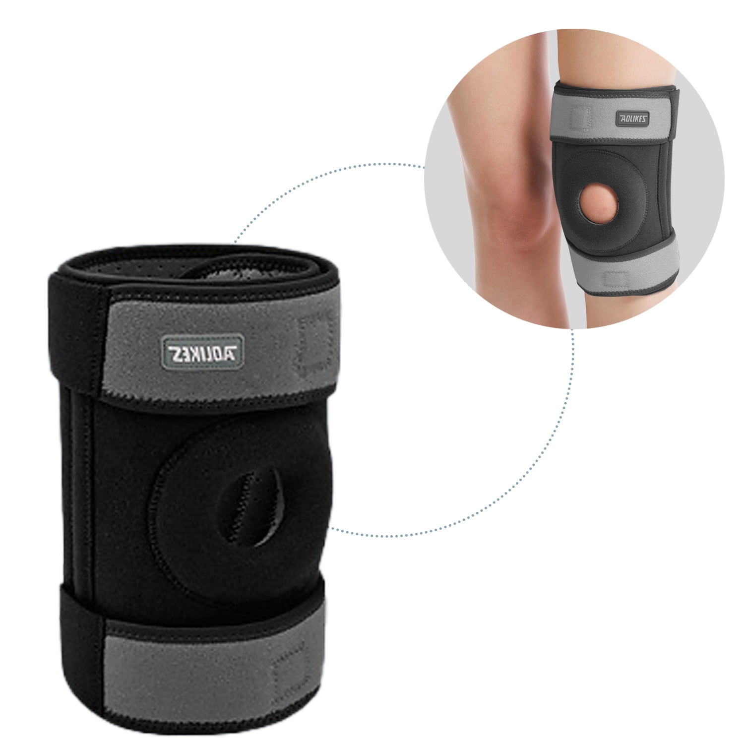 AIDUCHO Knee Brace with Side Stabilizers & Patella Gel Pads, Adjustable