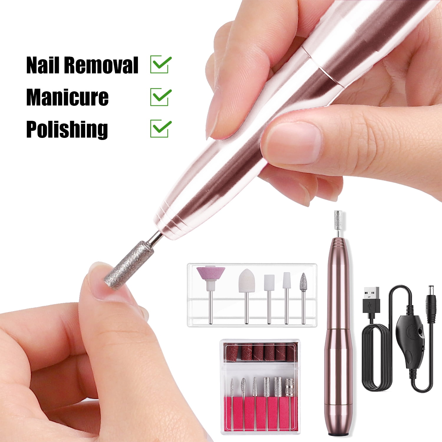 Electric Nail Drill File Manicure Pedicure Portable Machine Nail File Set  Tool | eBay