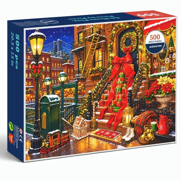AIDUOTEK 500 Piece Jigsaw Puzzle for Adults - Snowy Holiday Street