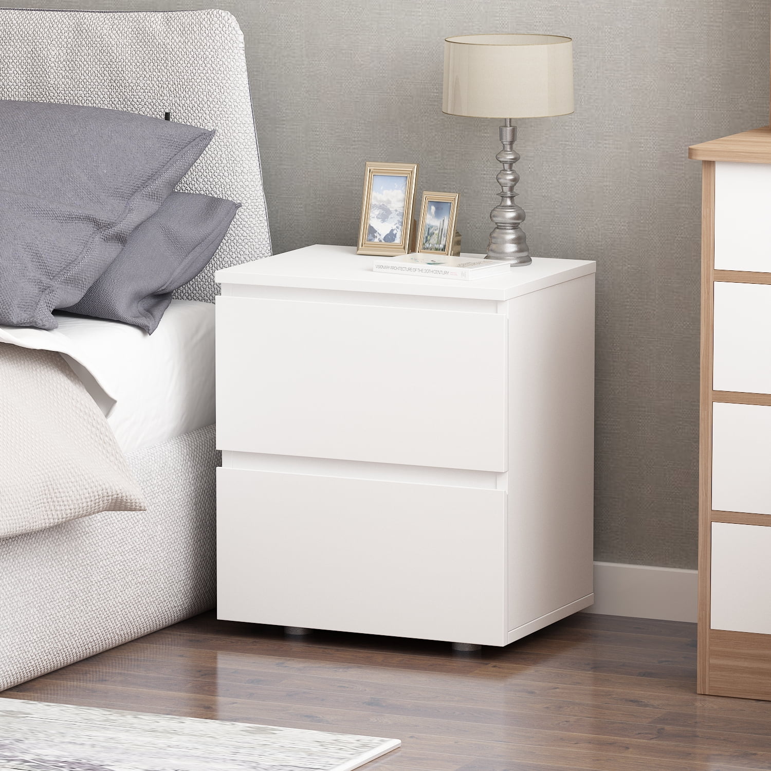 Low profile white nightstand discount