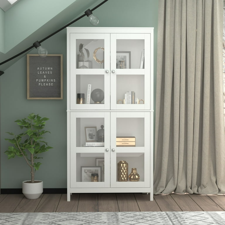 Tall white curio cabinet discount