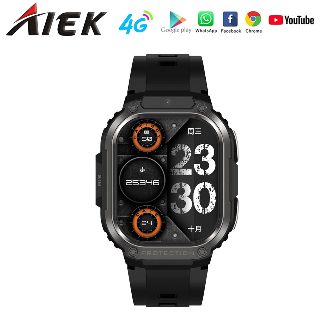AIEK Smartwatch 4G Android Con Telefono GPS - Schermo AMOLED 1,43" - 2GB RAM 16GB ROM - Rosso