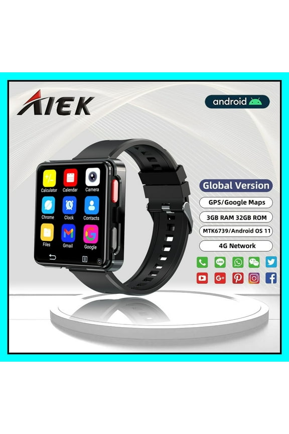 4G Network Smart Watch MTK6739 Quad Core 2.64inch HD Screen 3GB RAM 32GB ROM With HD Camera Built-in GPS WIFI Bluetooth 4.2 Single SIM Android 11 Sports Watch
