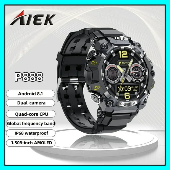 AIEK 4G Sports Smart Watch Android 8.1 Quad-core 2GB RAM 16GB ROM Dual-camera Wifi GPS Waterproof Outdoor Smartwatch