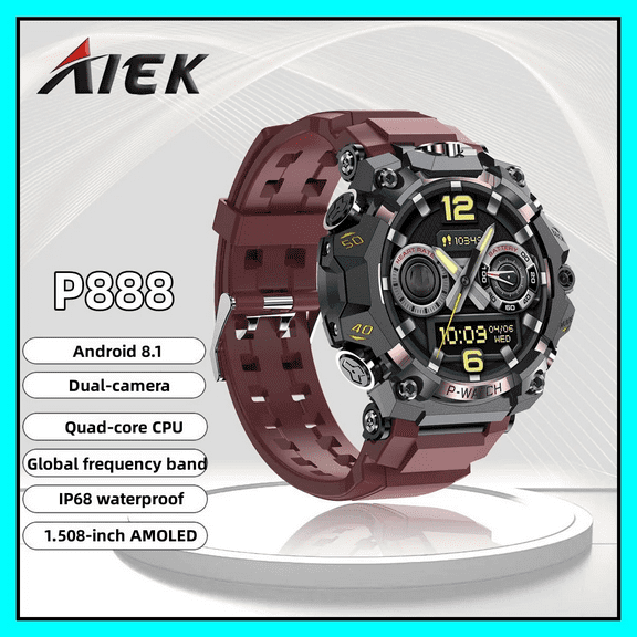 AIEK 4G Sports Smart Watch Android 8.1 Quad-core 4GB RAM 64GB ROM Dual-camera Wifi GPS Waterproof Outdoor Smartwatch