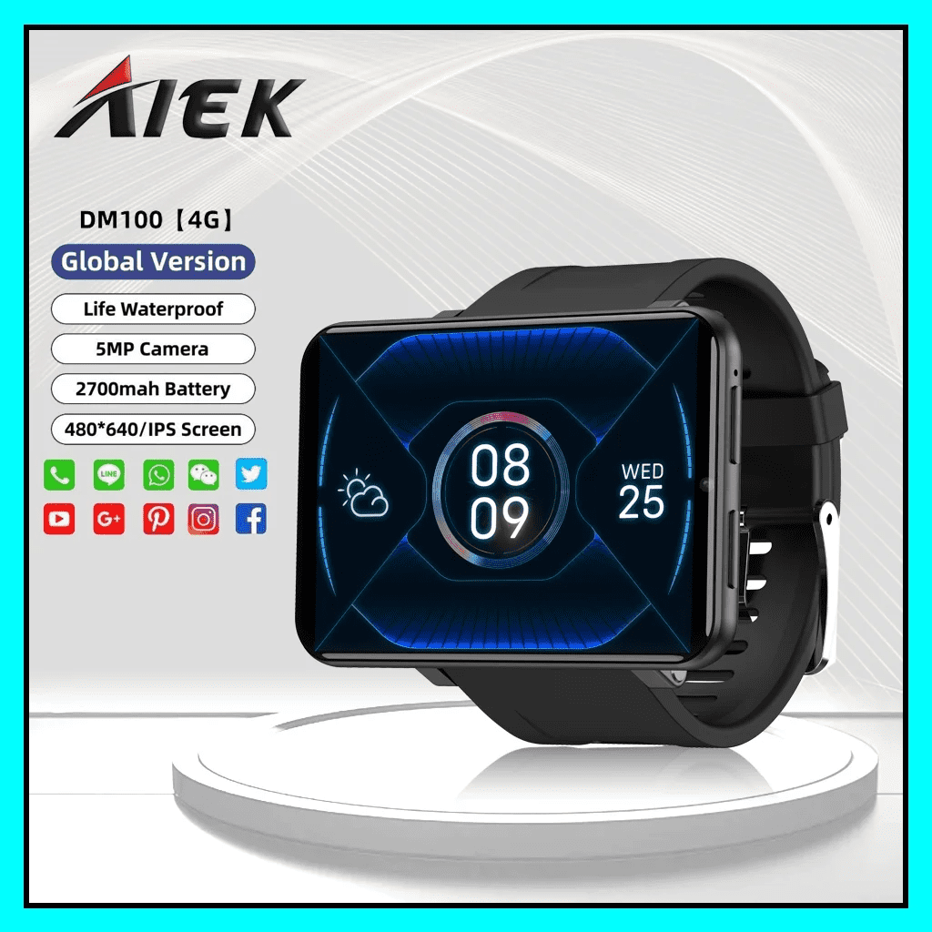 AIEK DM100 4G 2.86Inch Full Touch Screen Men Smart Watch 3GB+32GB ROM 5MP Camera WIFI Bluetooth GPS 2700mah Smartwatch For Android IOS